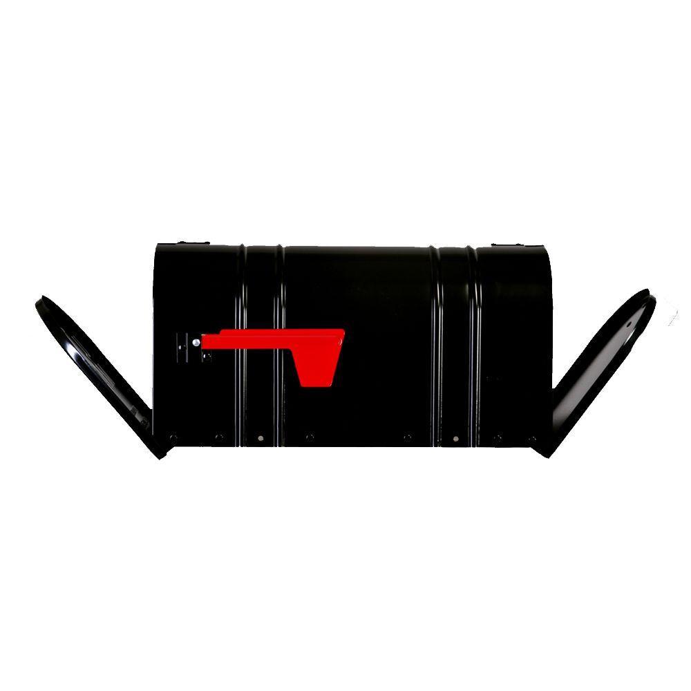Post-Mount Double Door Steel Mailbox, Black - Super Arbor