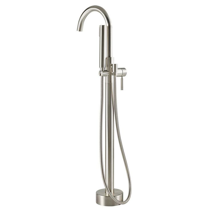 Athena Single-Handle Floor-Mounted Roman Tub Faucet with Hand Shower in Brushed Nickel
