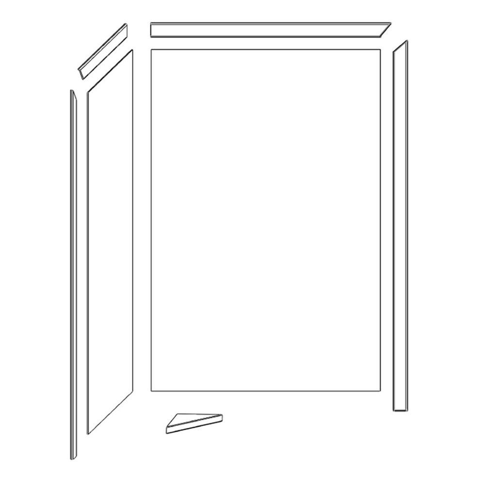 Elegance 36 in. x 48 in. x 80 in. 7-Piece Easy Up Adhesive Corner Shower Wall Surround in Triton - Super Arbor