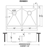 33 in. x 22 in. Double Bowl Drop-in 16-Gauge Stainless Steel Kitchen Sink