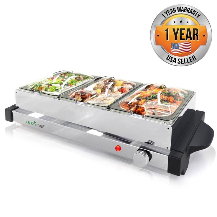 21.9 in. Stainless Steel Electric Food Warming Tray Buffet Server Hot Plate Food Warmer (3-Plate Tray Style)