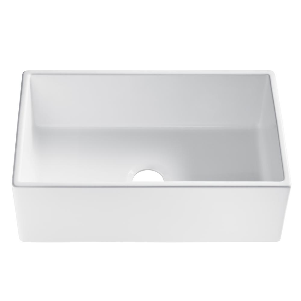 Bradstreet II Farmhouse/Apron-Front Fireclay 30 in. Single Bowl Kitchen Sink in Crisp White - Super Arbor