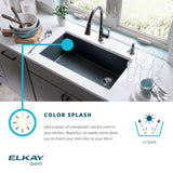 Quartz Classic Drop-In Composite 33 in. Rounded Offset Double Bowl Kitchen Sink in Black