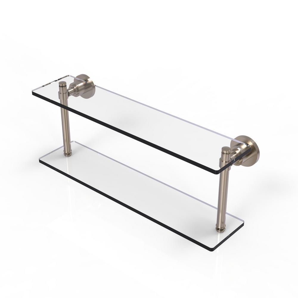 Washing Square Collection 22 in. 2-Tiered Glass Shelf in Matte Black - Super Arbor
