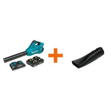 Makita 18-Volt X2 (36V) LXT 473 CFM 120 MPH Brushless Cordless Blower Kit with 4 Batteries (5.0Ah) with Flat End Nozzle, XBU02Z