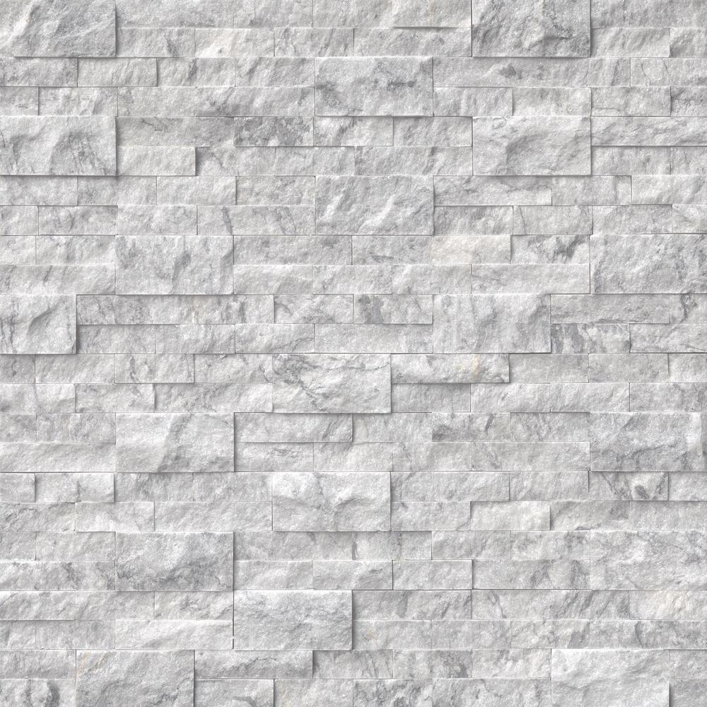 Arctic White 3D Ledger Panel 6 in. x 24 in. Honed Marble Wall Tile (10 cases / 60 sq. ft. / pallet) - Super Arbor