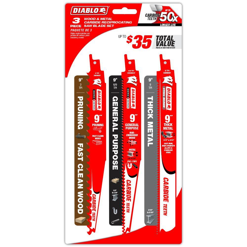 Wood, Metal and General Purpose Carbide Reciprocating Set (3-Piece) - Super Arbor