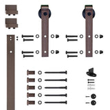 Soft-Close 96 in. Oil Rubbed Bronze Hook Strap Rolling Door Hardware Kit for Wood Door - Super Arbor
