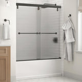 Everly 60 in. x 59-1/4 in. Mod Semi-Frameless Sliding Bathtub Door in Bronze and 1/4 in. (6mm) Droplet Glass - Super Arbor
