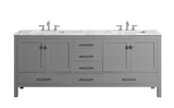Eviva Aberdeen 78 in. W x 22 in. D x 34 in. H Double Bathroom Vanity in Gray with Carrara Top and White Undermount Sinks