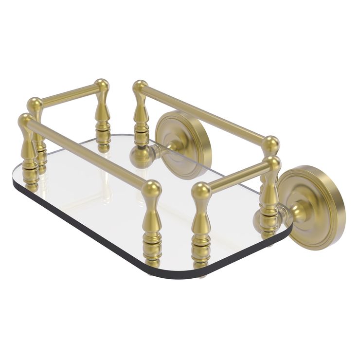 Allied Brass Prestige Regal Collection Wall Mounted Glass Guest Towel Tray in Antique Copper