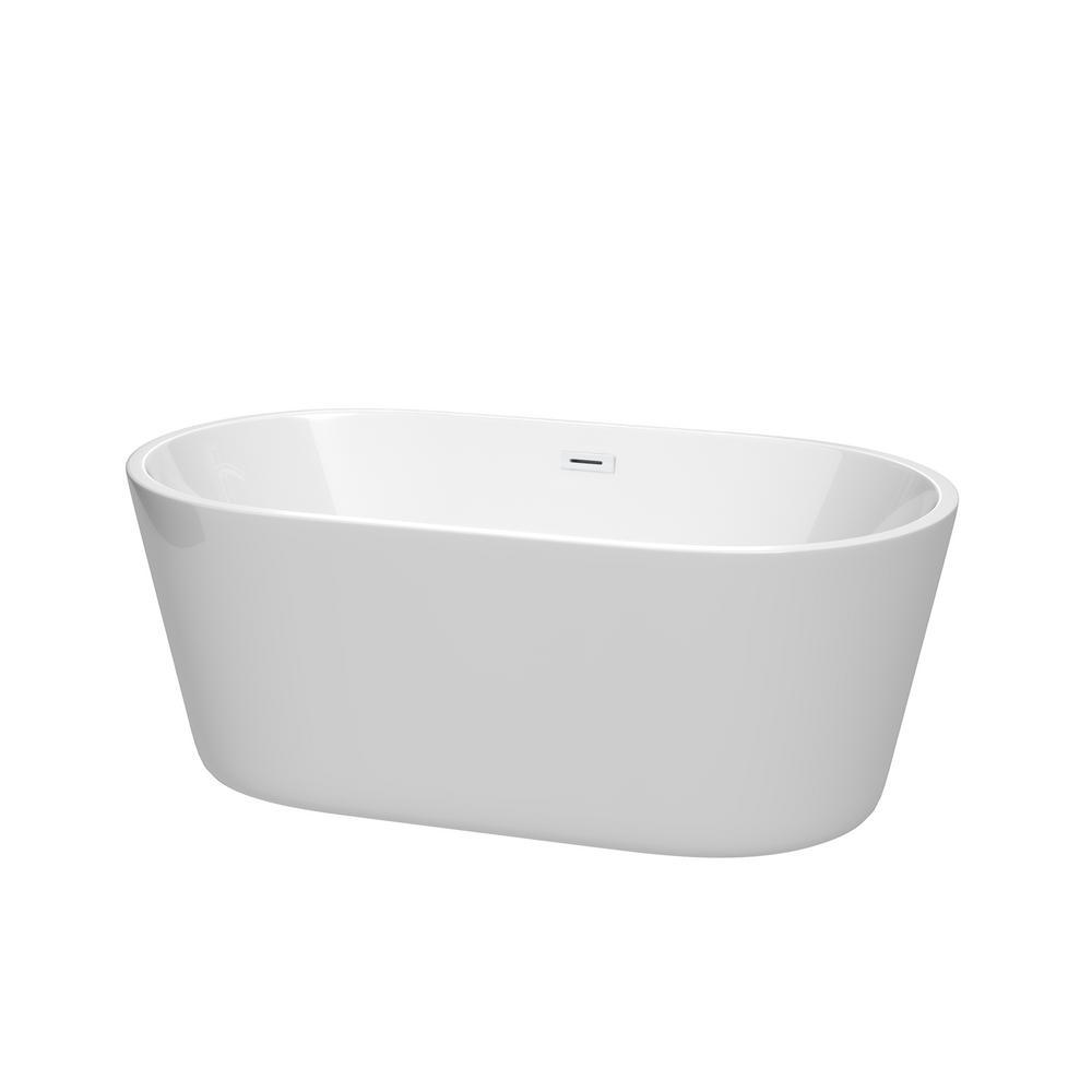 Carissa 60 in. Acrylic Flatbottom Bathtub in White with Matte Black Trim - Super Arbor