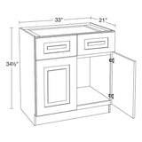 Home Decorators Collection Grayson 33 in. W x 21 in. D x 34.5 in. H Assembled Plywood Sink Base Bath Cabinet in Mythic Blue with Soft Close