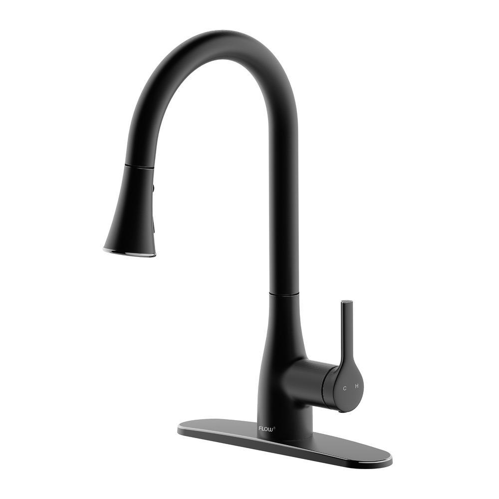 Classic Series Single-Handle Pull-Down Sprayer Kitchen Faucet in Matte Black - Super Arbor