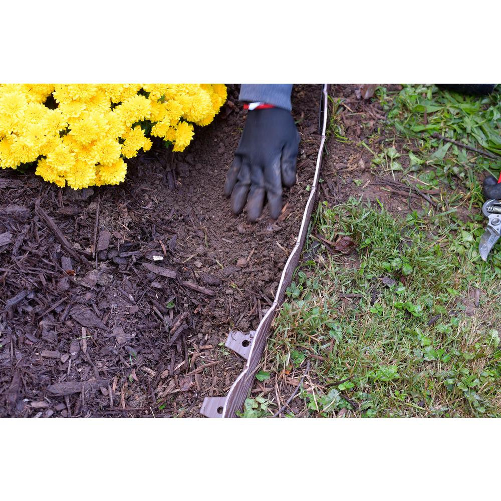 ProFlex 20 ft. Brown Scalloped Woodgrain Plastic No-Dig Edging Kit - Super Arbor