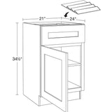 Newport 21 in. W x 24 in. D x 34.5 in. H Assembled Plywood Base Kitchen Cabinet in Deep Onyx with Spice Soft Close LH