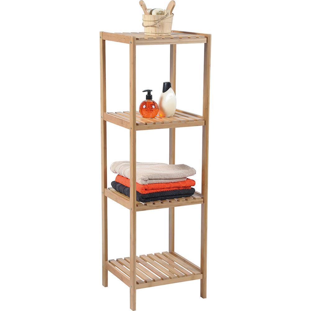13 in. W Multi-Use Shelving Unit Tower 4-Shelves Ecobio in Bambo - Super Arbor