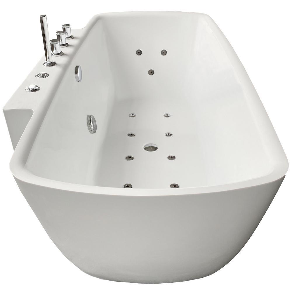 Bianca 68 in. Acrylic Flatbottom Whirlpool Bathtub in White - Super Arbor