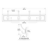 27 in. Black and Satin Nickel Pilltop Deluxe Hook Rack