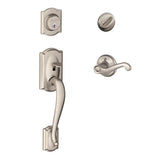 Camelot Antique Brass Single Cylinder Deadbolt with Left Handed Flair Lever Door Handleset - Super Arbor