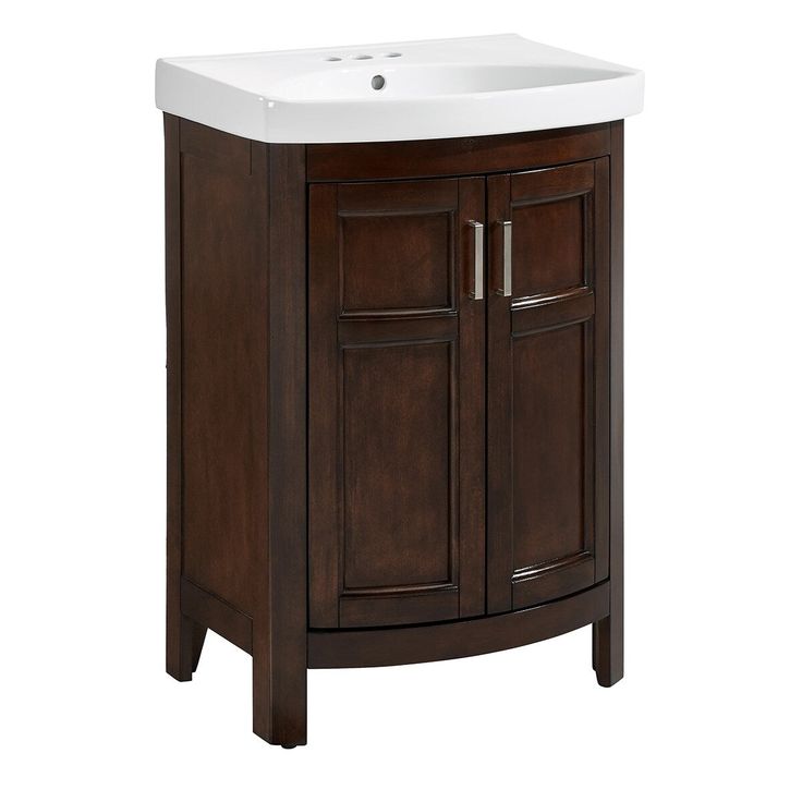 Style Selections Morecott 23.75-in Chocolate Single Sink Bathroom Vanity with White Vitreous China Top