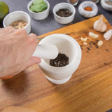 Natural Marble Mortar Off-White and Pestle Spice Grinder Set Pestle Set Kitchen Spices, Herbs, Pesto Grinder