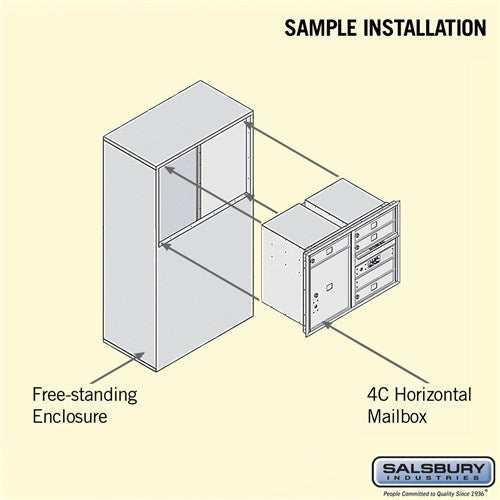 6 Door High Free-Standing 4C Horizontal Mailbox with Parcel Locker in Bronze