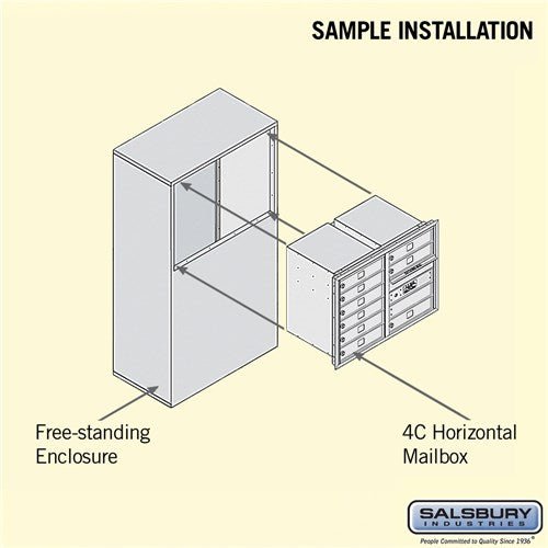 6 Door High Free-Standing 4C Horizontal Mailbox with 9 Doors in Aluminum with USPS Access