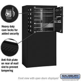 6 Door High Free-Standing 4C Horizontal Mailbox with 9 Doors in Black with Private Access