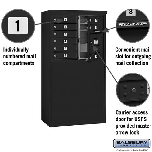 6-Door Free-Standing 4C Horizontal Mailbox with USPS Access