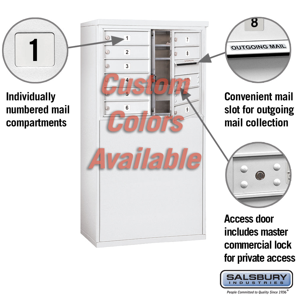 Free-Standing 4C Horizontal Mailbox Unit with 9 MB1 Doors, Front Loading, Private Access