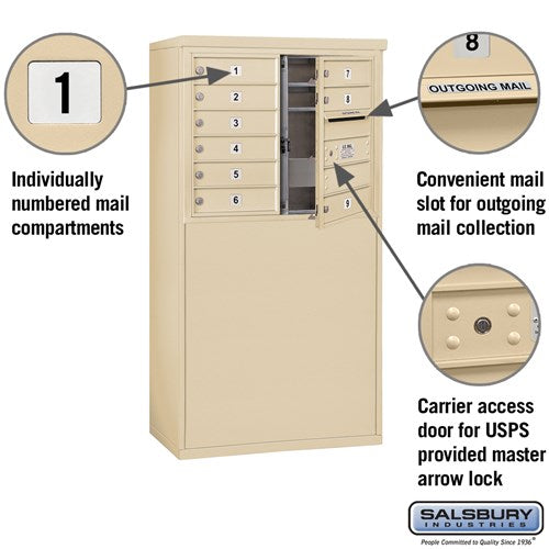 6 Door High Free-Standing 4C Horizontal Mailbox with USPS Access
