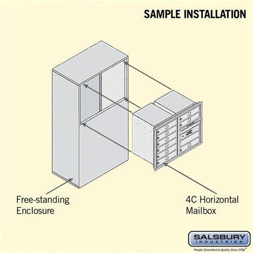 6 Door High Free-Standing 4C Horizontal Mailbox with 9 Doors in Aluminum with USPS Access
