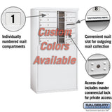 Free-Standing 4C Horizontal Mailbox Unit - 6 Door High, Double Column, Custom Color, Front Loading, Private Access