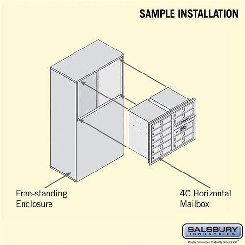 6 Door High Free-Standing 4C Horizontal Parcel Locker with 1 Parcel Locker in Bronze with USPS Access