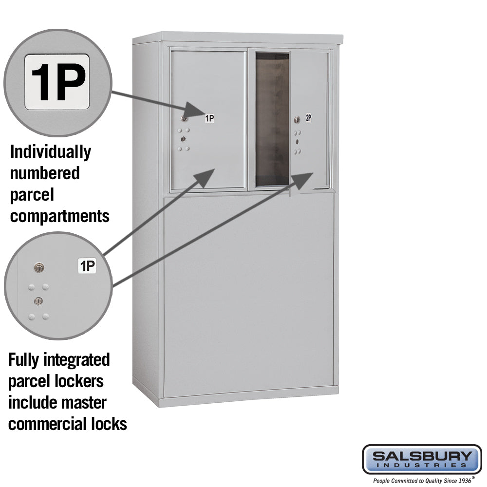6 Door High Free-Standing Parcel Locker with 2 Parcel Lockers in Aluminum for Private Access