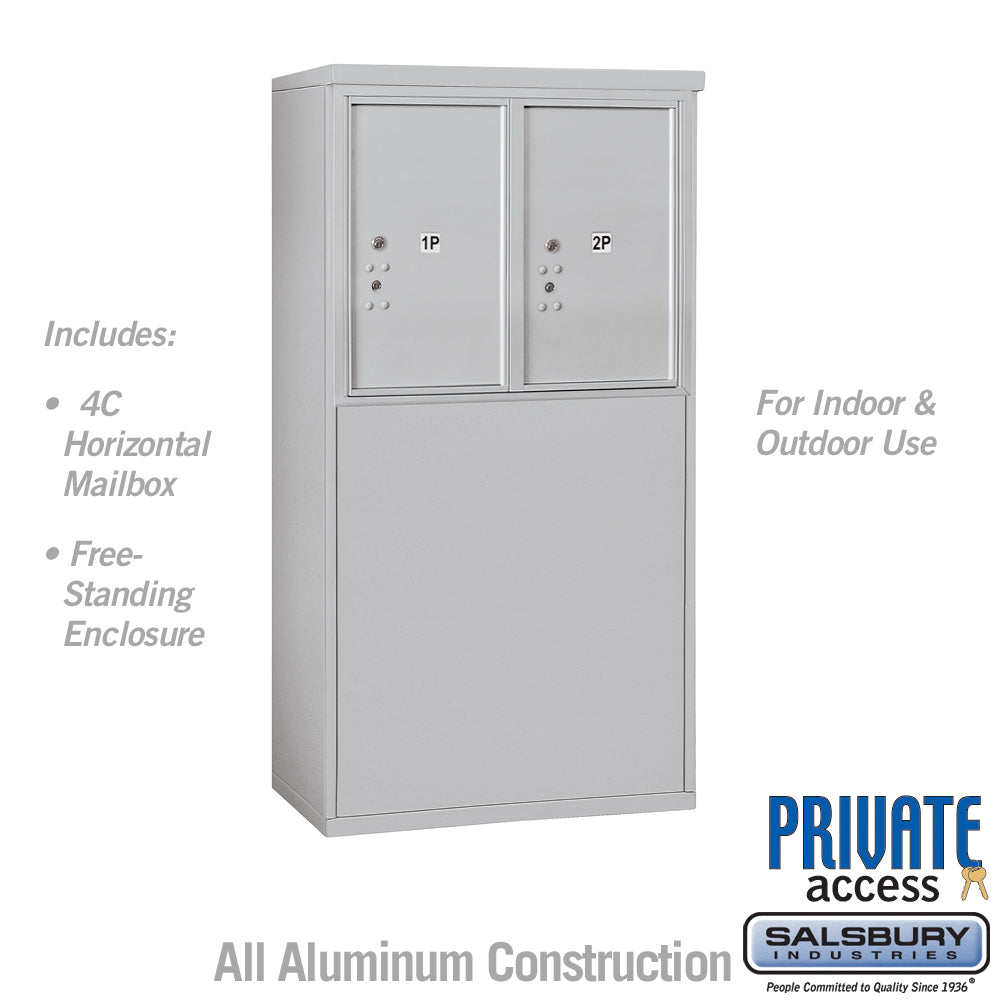 6 Door High Free-Standing Parcel Locker with 2 Parcel Lockers in Aluminum for Private Access
