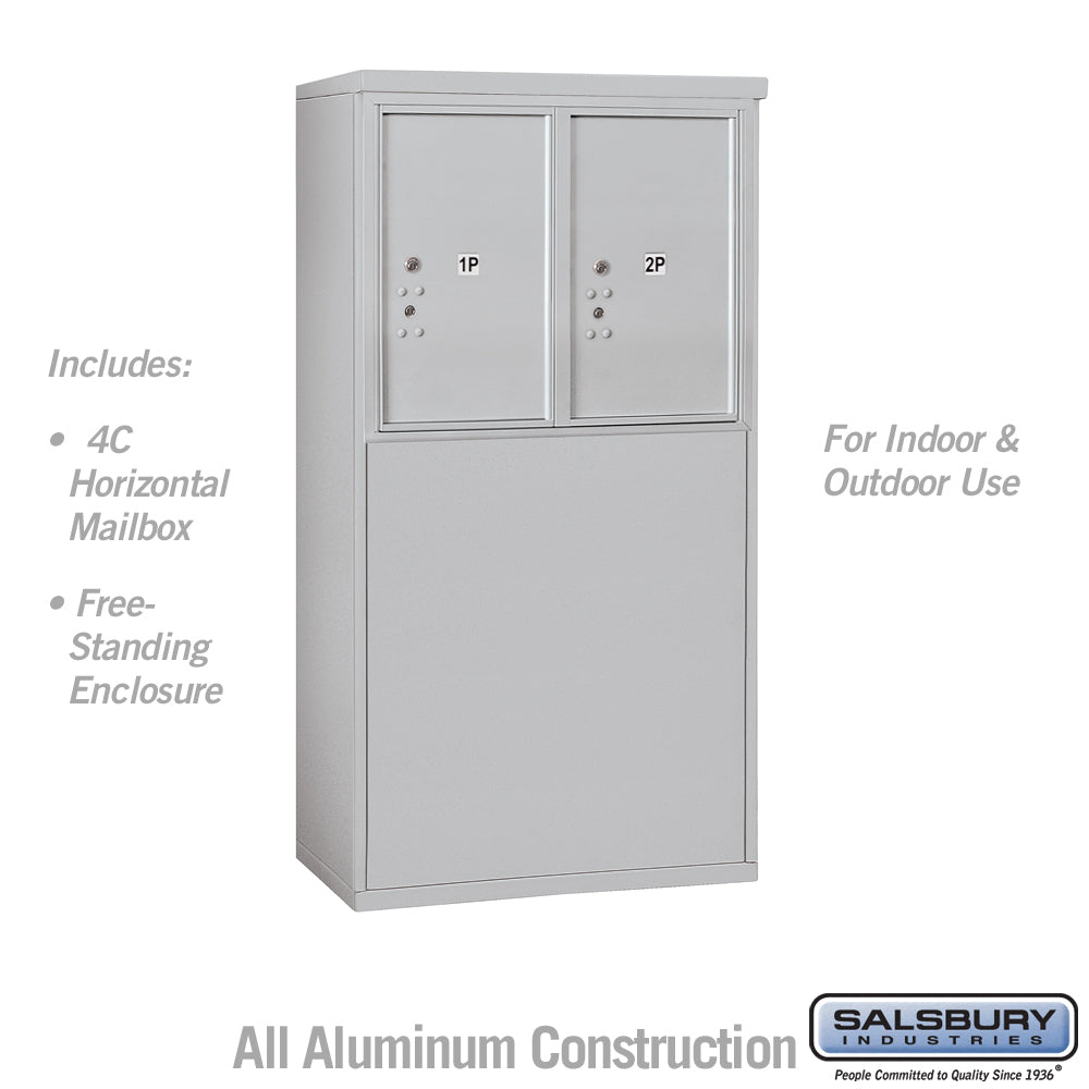 6 Door Free-Standing Parcel Locker with 2 Parcel Lockers in Aluminum for USPS Access
