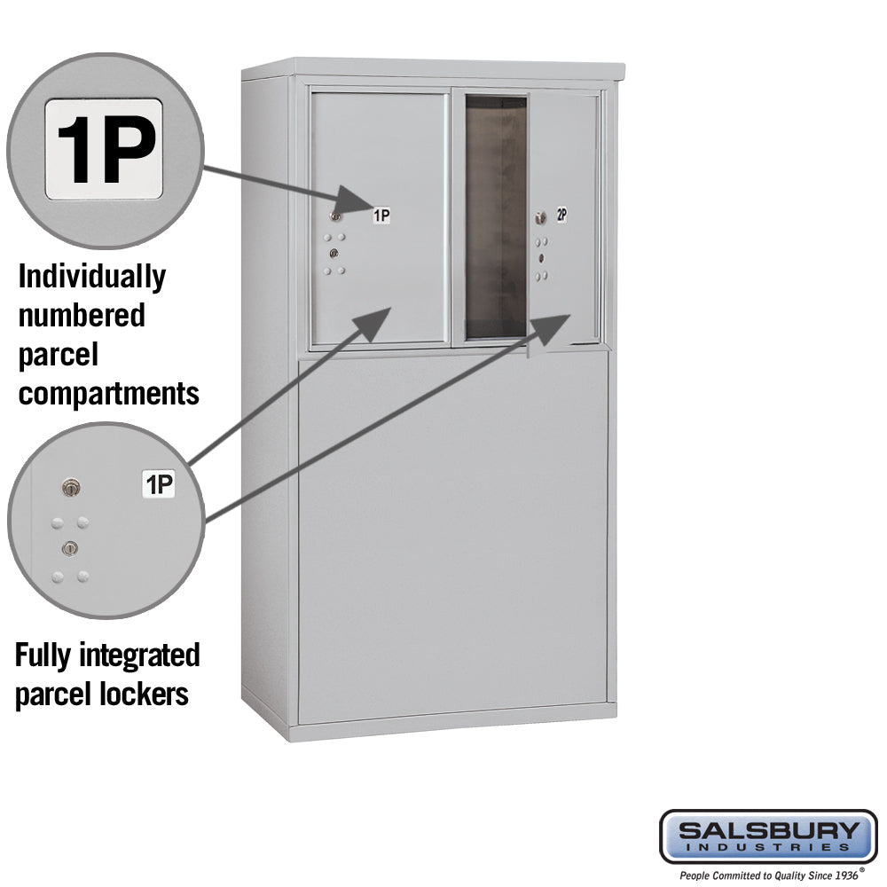 6 Door Free-Standing Parcel Locker with 2 Parcel Lockers in Aluminum for USPS Access