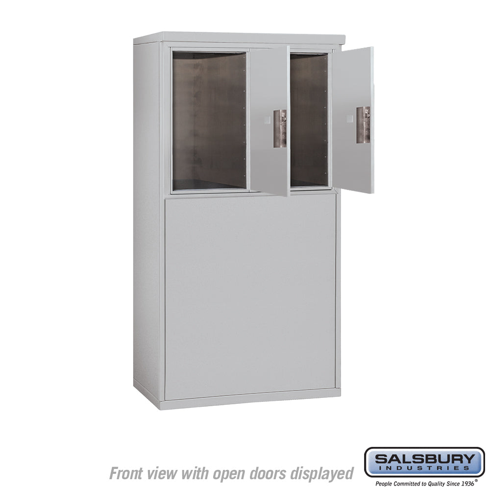 6 Door Free-Standing Parcel Locker with 2 Parcel Lockers in Aluminum for USPS Access