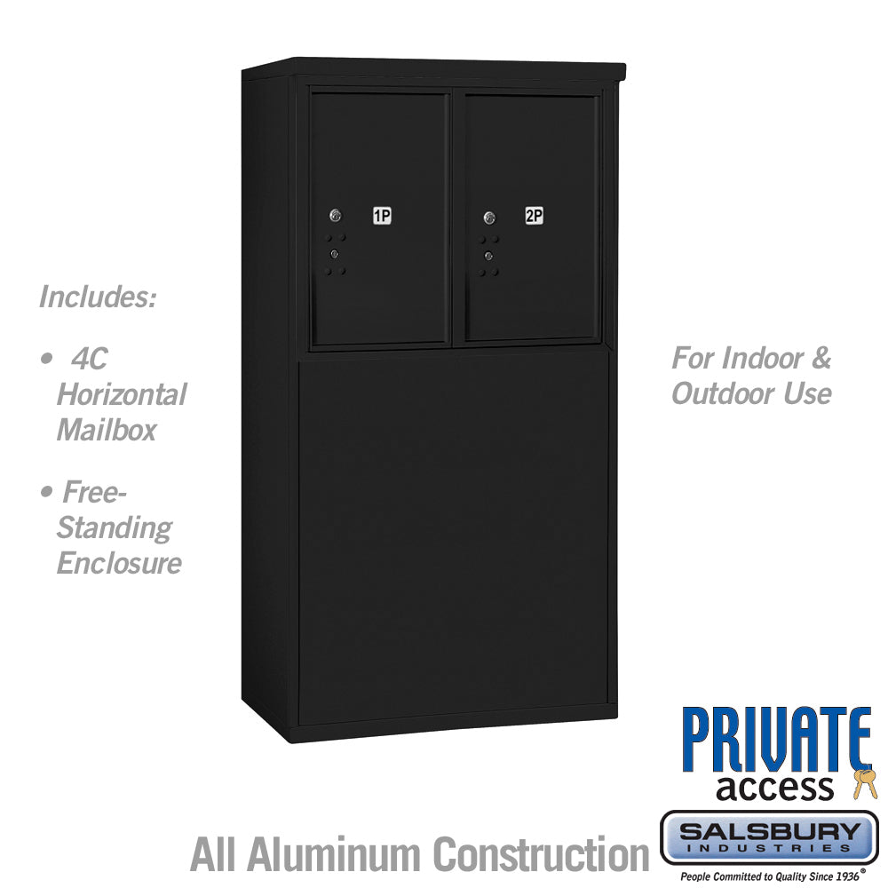 6 Door High Free-Standing Parcel Locker with 2 Parcel Lockers in Black for Private Access