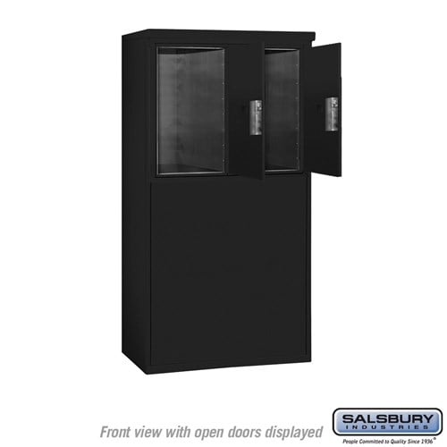 6 Door High Free-Standing Parcel Locker with 2 Parcel Lockers in Black for Private Access