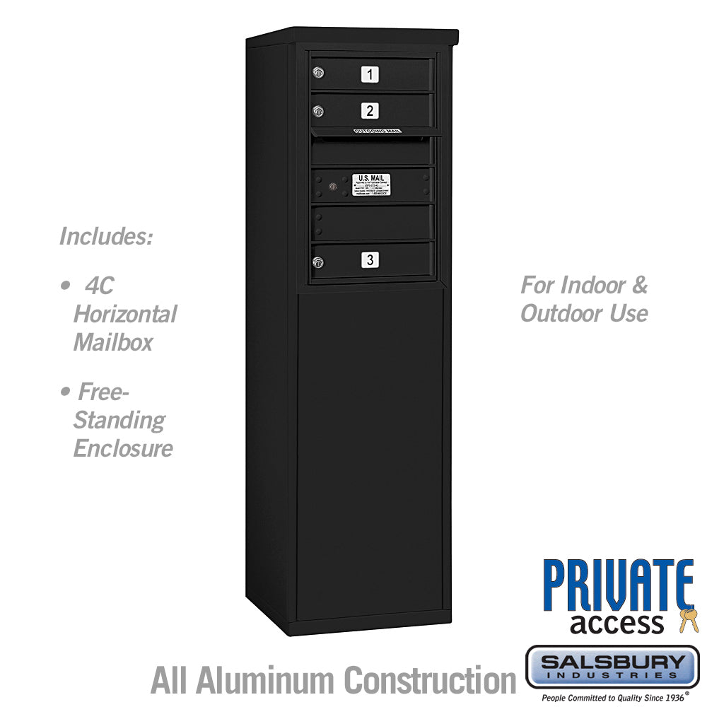 6 Door High Free-Standing 4C Horizontal Mailbox with 9 Doors in Black with Private Access
