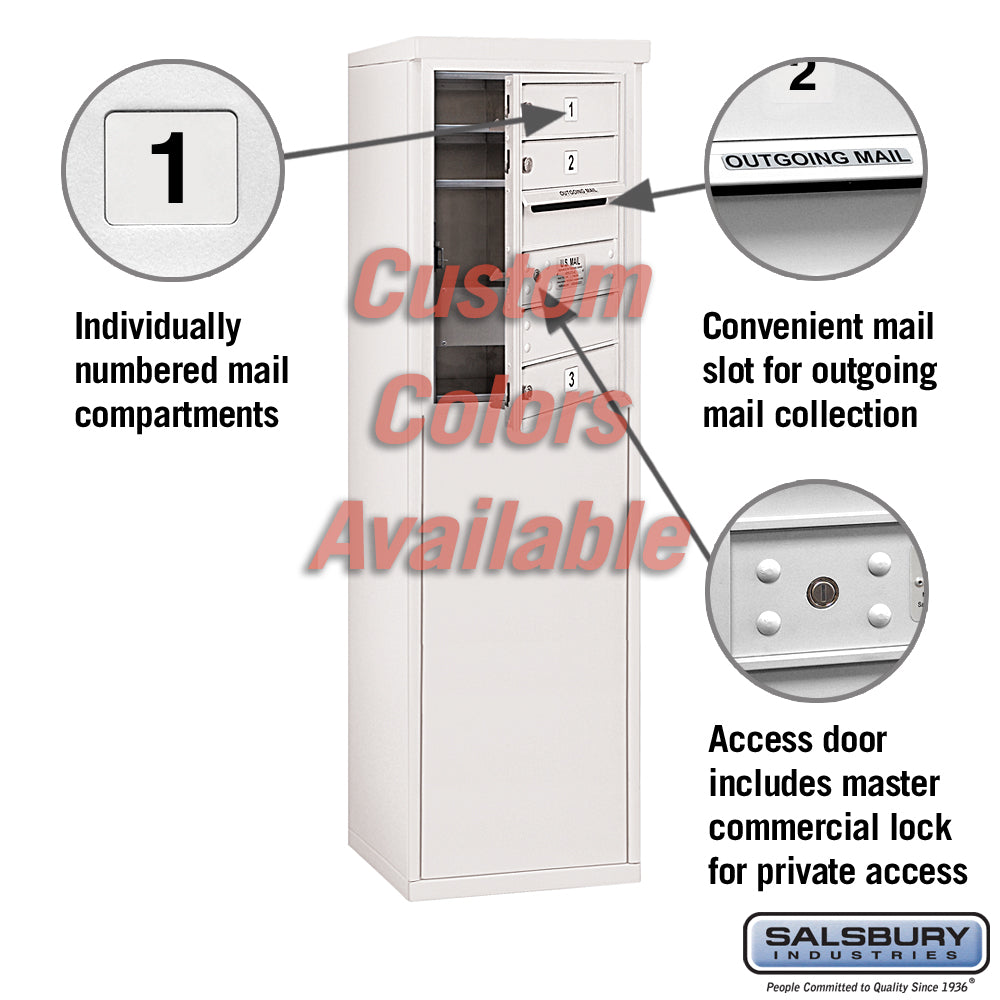 Free-Standing 4C Horizontal Mailbox Unit - 6 Door High - Single Column - Custom Color - Front Loading - Private Access