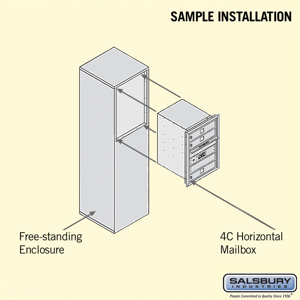 Free-Standing 4C Horizontal Mailbox Unit - 6 Door High - Single Column - Custom Color - Front Loading - Private Access
