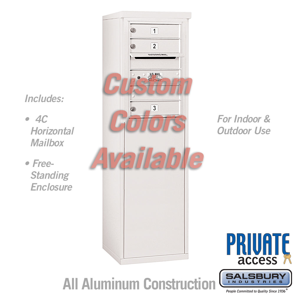 Free-Standing 4C Horizontal Mailbox Unit - 6 Door High - Single Column - Custom Color - Front Loading - Private Access