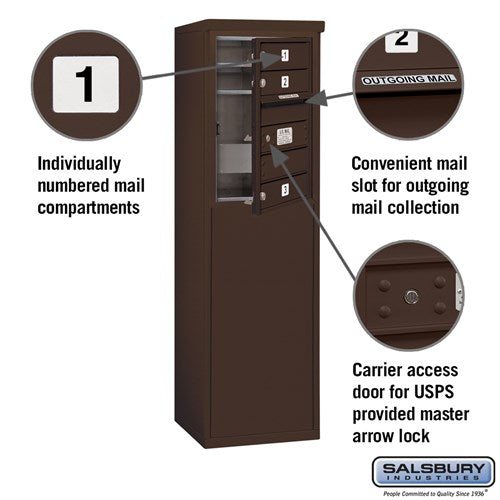 6 Door High Free-Standing 4C Horizontal Mailbox with USPS Access