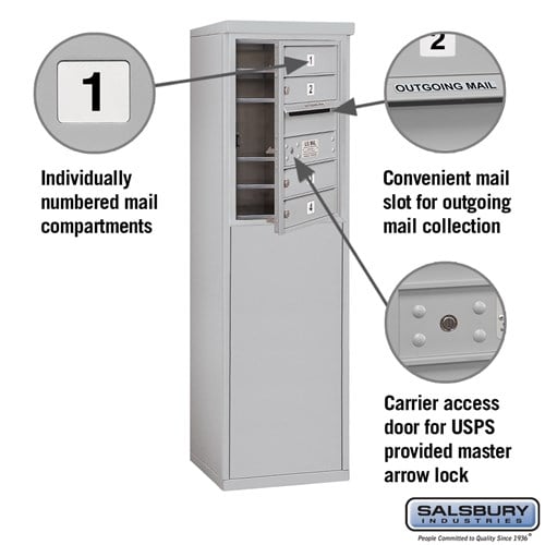 6 Door High Free-Standing 4C Horizontal Mailbox with USPS Access
