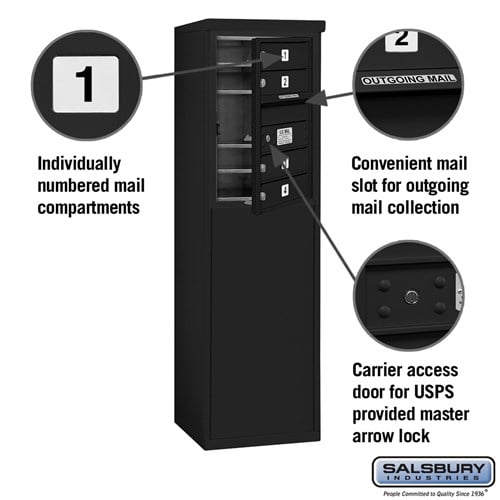 6-Door Free-Standing 4C Horizontal Mailbox with USPS Access