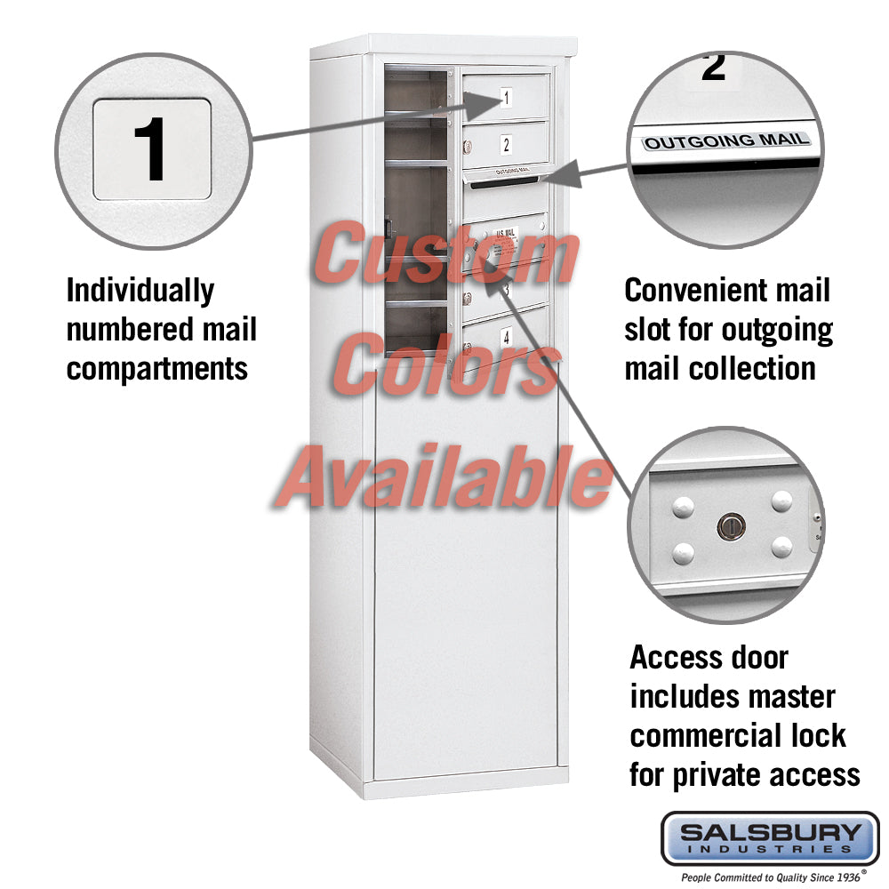 Free-Standing 4C Horizontal Mailbox Unit - 6 Door High - Custom Color - Front Loading - Private Access